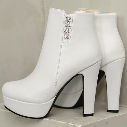 Disco Crystal Side Ankle Boot Heels