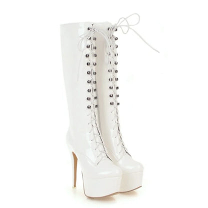 Vivacious Video Vixen Knee High Boot Heels