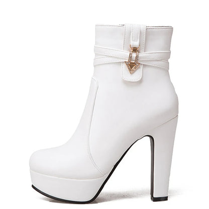 Fierce Felicia Fashion Buckle Ankle Boot Heels