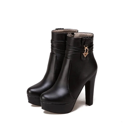 Fierce Felicia Fashion Buckle Ankle Boot Heels