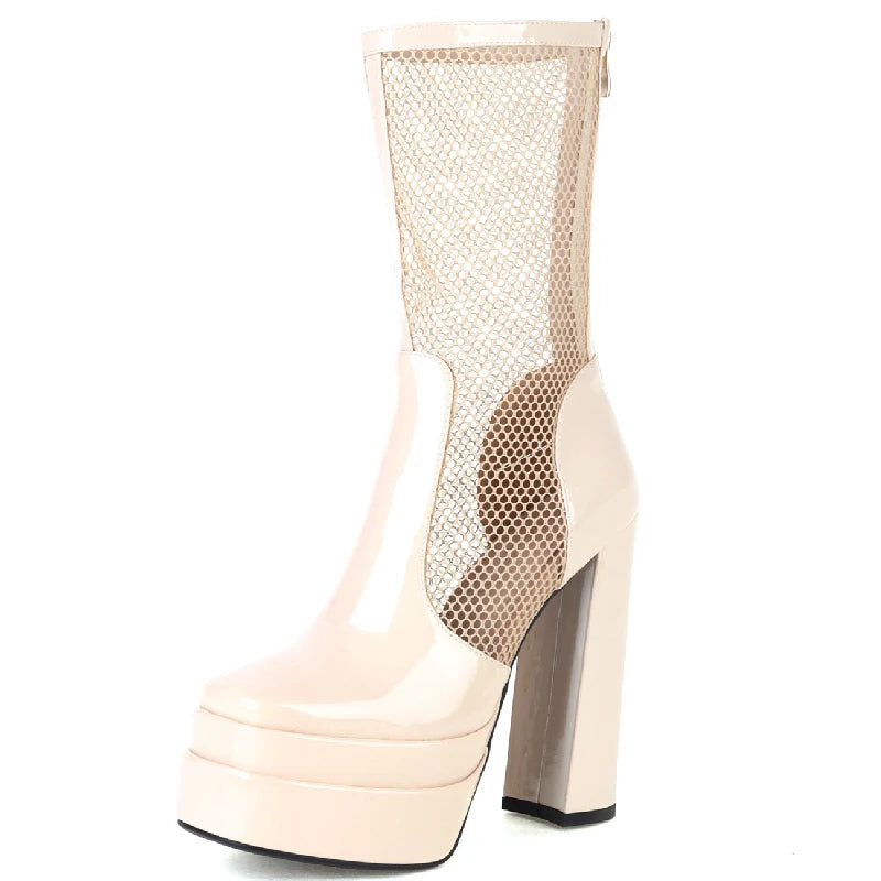 Mama's Mesh Platform Ankle Boot Heels