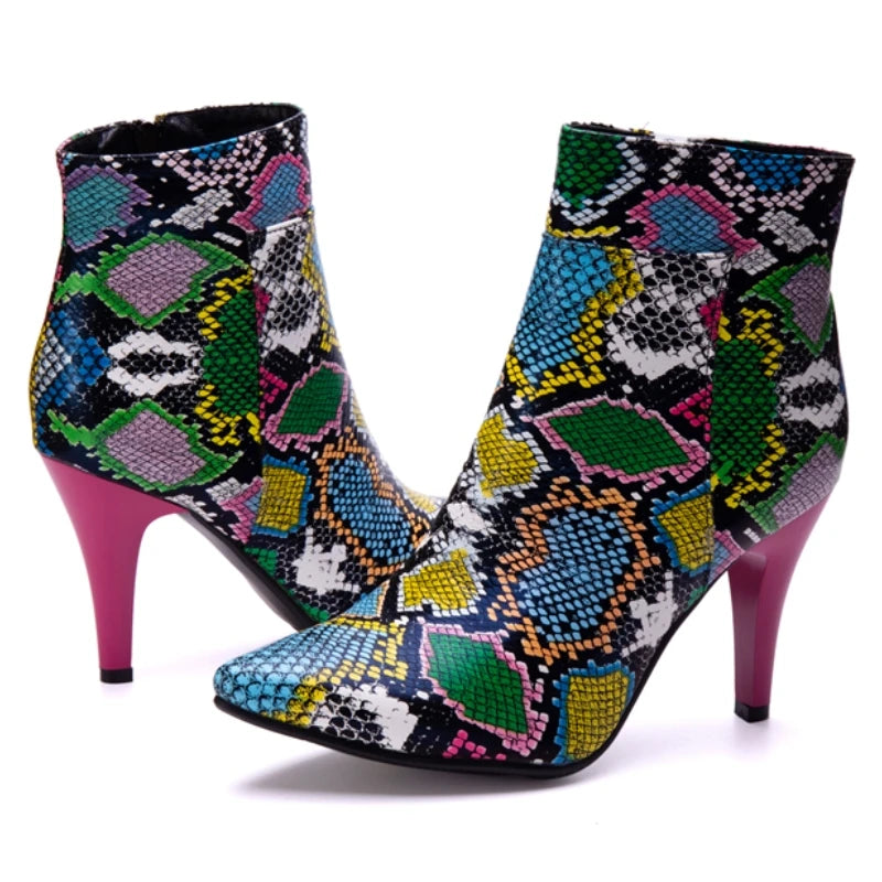 Strutting Sneaky Snake Ankle Boot Heels