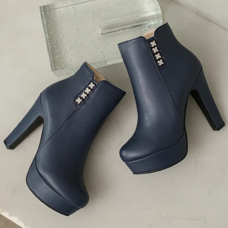 Disco Crystal Side Ankle Boot Heels