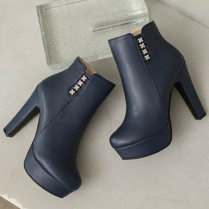 Disco Crystal Side Ankle Boot Heels