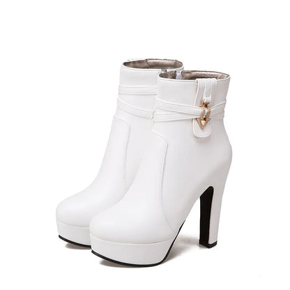 Fierce Felicia Fashion Buckle Ankle Boot Heels