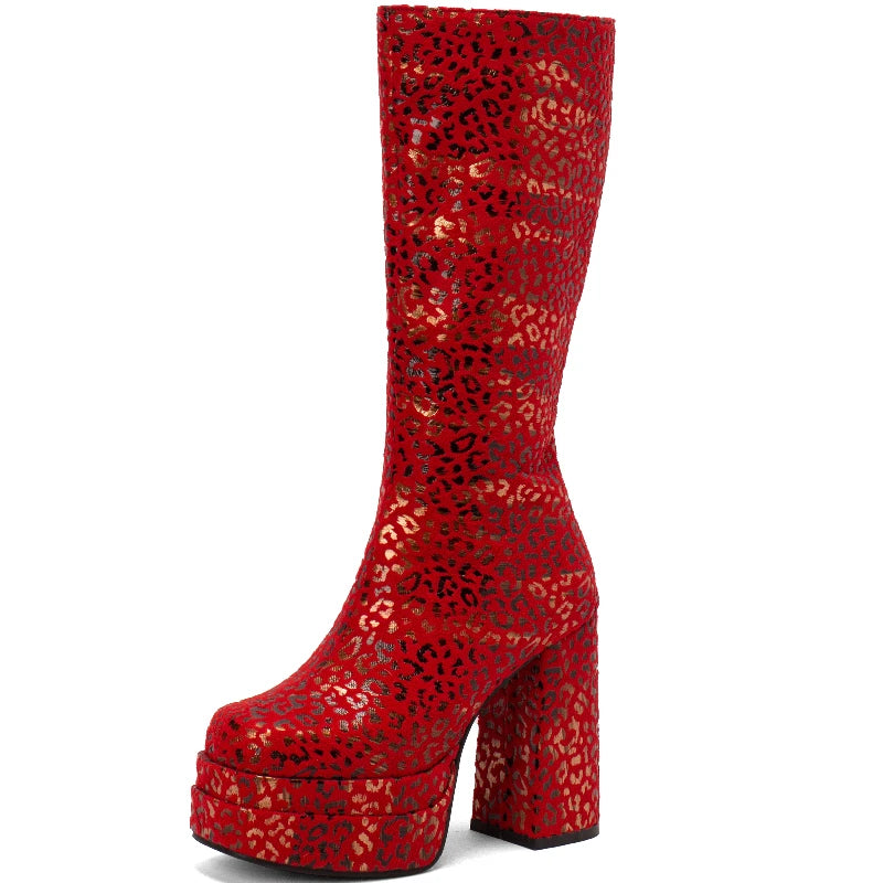 Dick In Me Disco Knee High Boot Heels