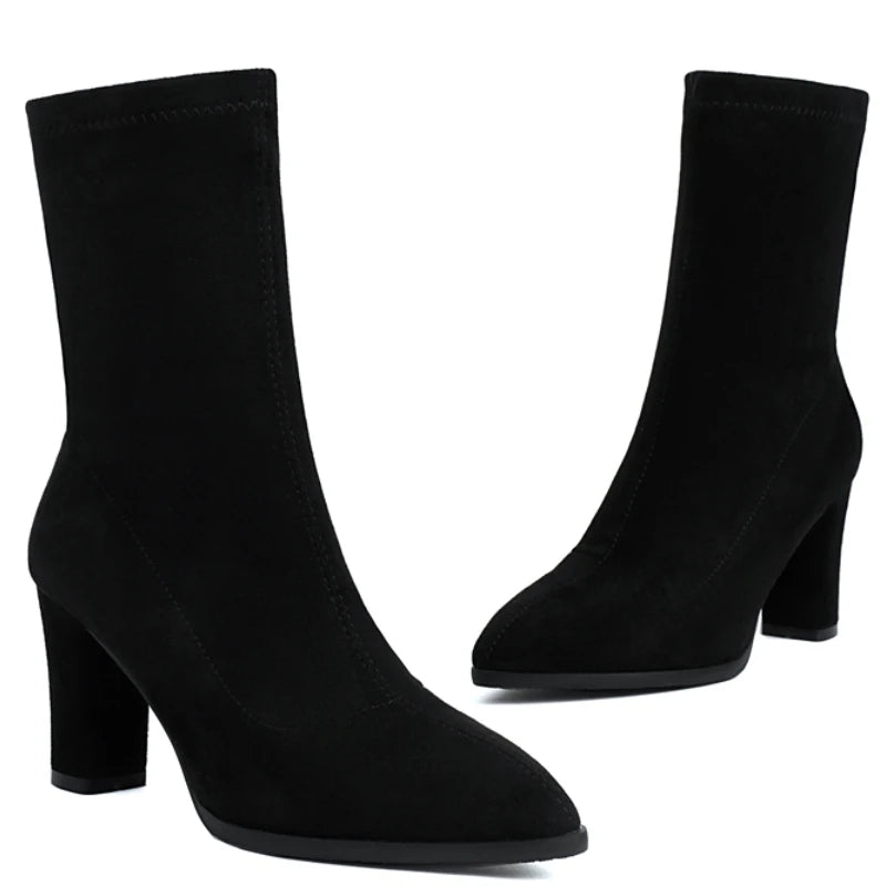 Sexy Stud Ankle Sock Boot Heels