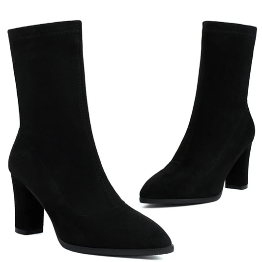 Sexy Stud Ankle Sock Boot Heels