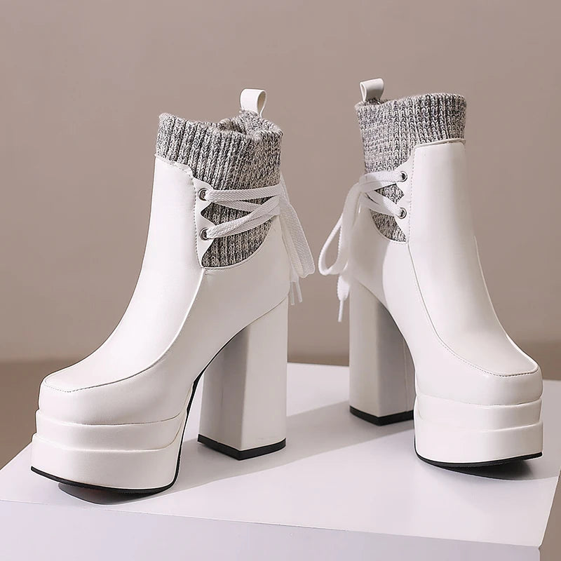 Suck My Sock Platform Ankle Boot Heels