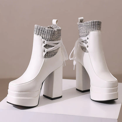Suck My Sock Platform Ankle Boot Heels