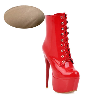 Sexy Slutty Sultry Lace Up Platform Ankle Boot Heels