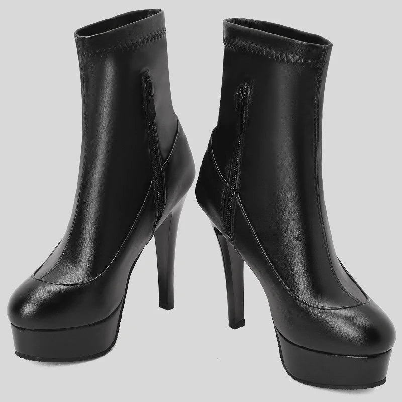 Luscious London Side Zipper Ankle Boot Heels