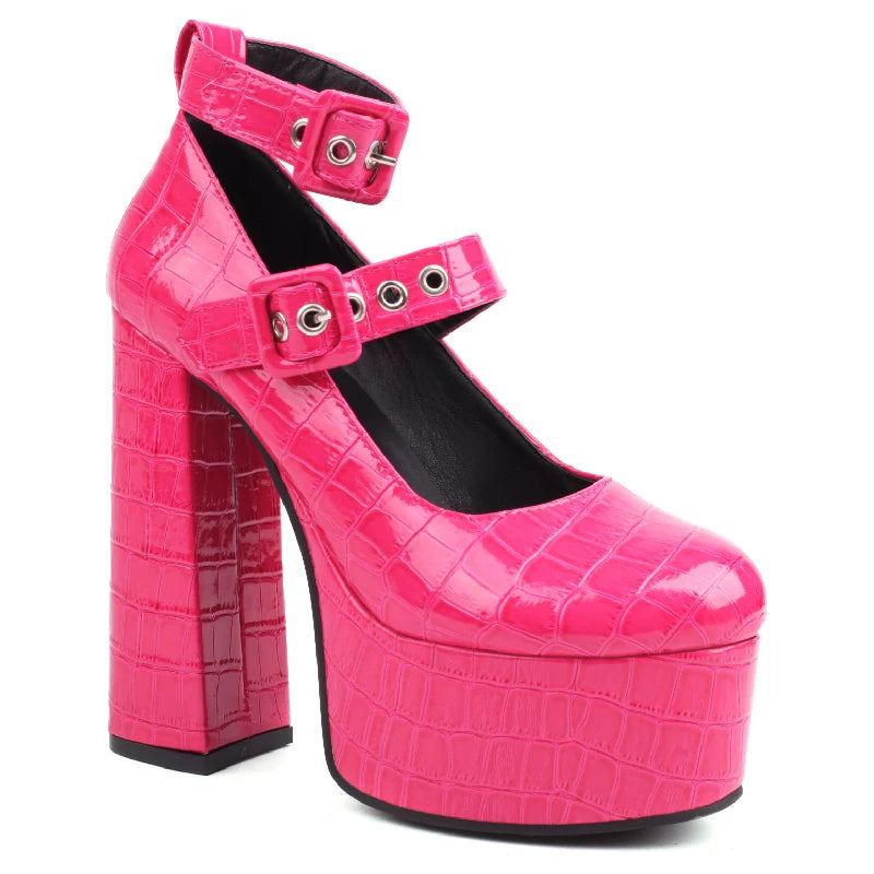 Gape Me Gator Platform Buckle Heels