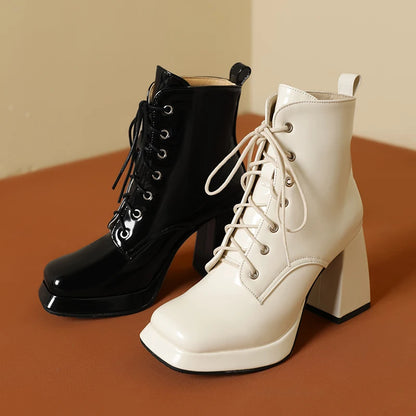 Rub Me Rubber Chunky Ankle Boot Heels