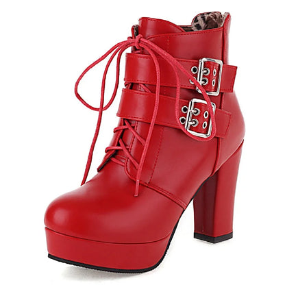 Dig Me Out Double Buckle Strap Ankle Boot Heels