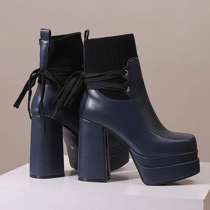 Suck My Sock Platform Ankle Boot Heels