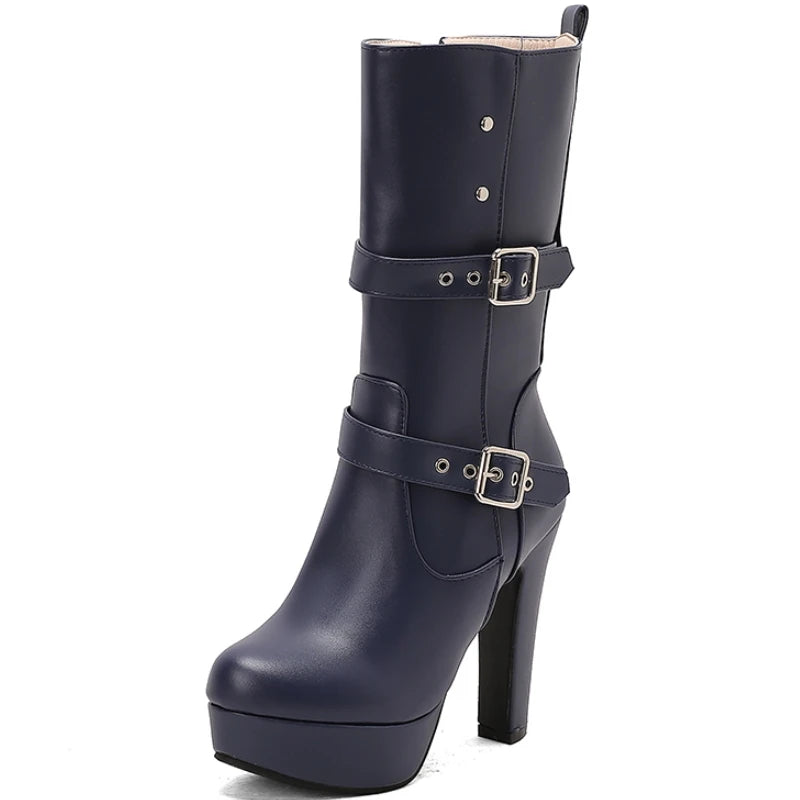 Milk Me Mid-Calf Ankle Boot Heels