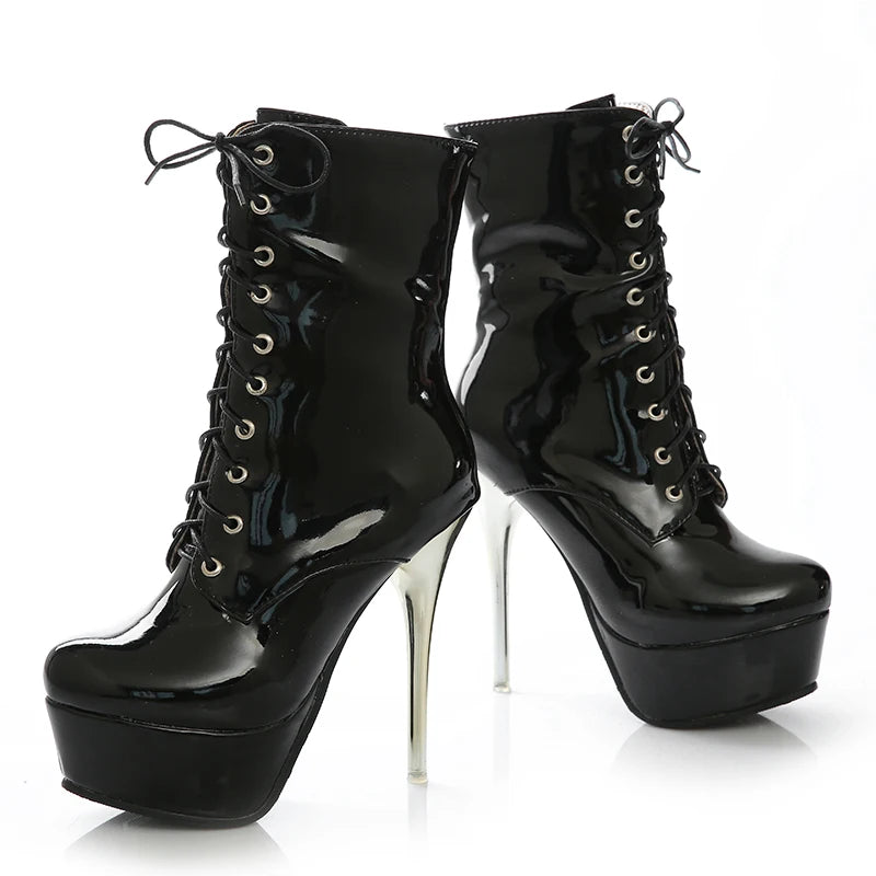 Slutty Kitty Fetish Platform Ankle Boot Heels