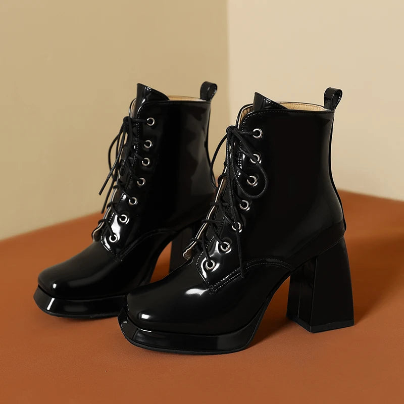 Rub Me Rubber Chunky Ankle Boot Heels