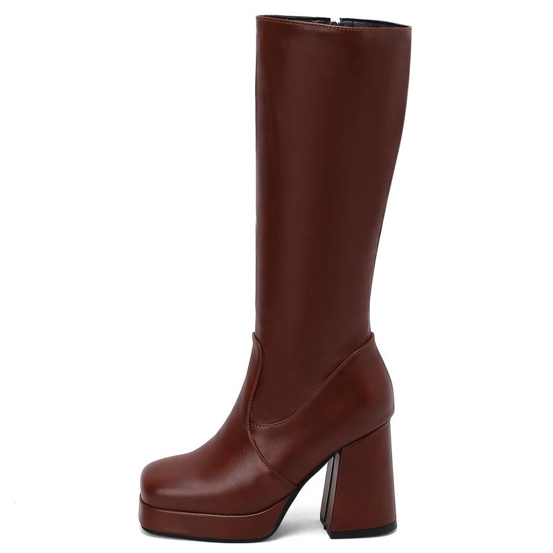 Strutting Sally Platform Knee High Boot Heels