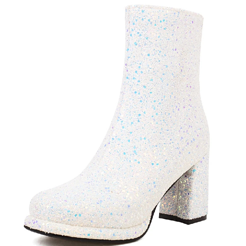 Sexy Sassy Savvy Sequined Ankle Boot Heels