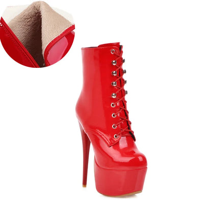 Sexy Slutty Sultry Lace Up Platform Ankle Boot Heels