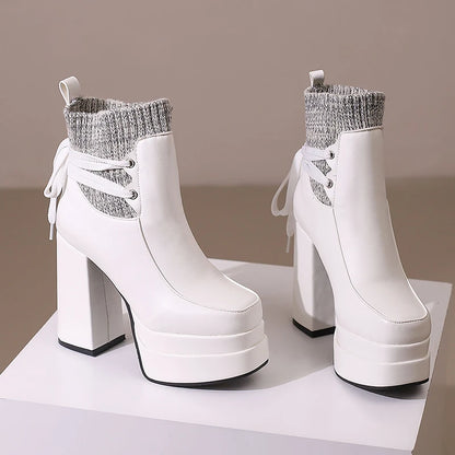 Suck My Sock Platform Ankle Boot Heels