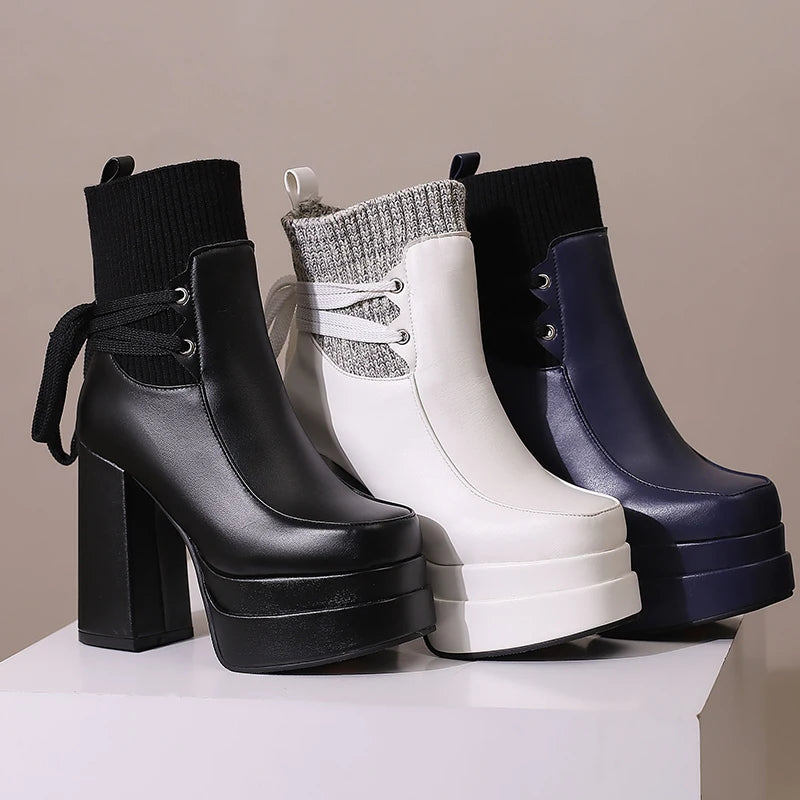 Suck My Sock Platform Ankle Boot Heels