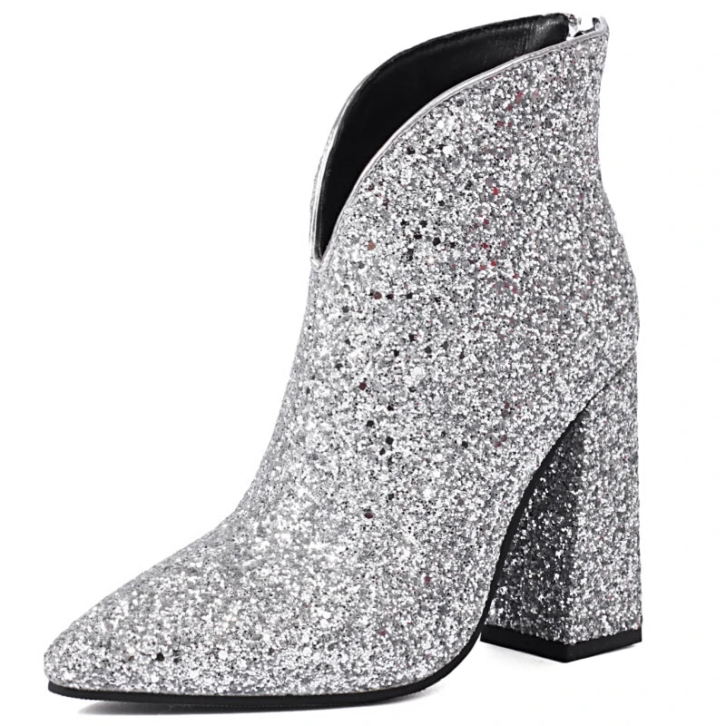 Shade & Shimmer Sequence Ankle Boot Heels