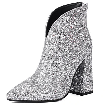 Shade & Shimmer Sequence Ankle Boot Heels