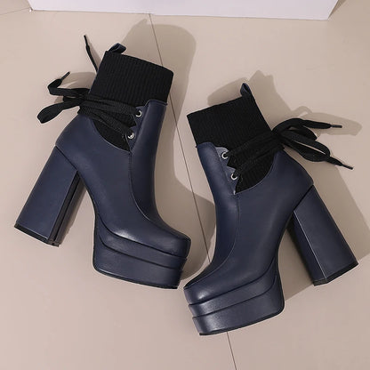 Suck My Sock Platform Ankle Boot Heels