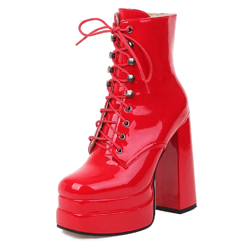 Bossy Bitch Rubber Platform Ankle Boot Heels