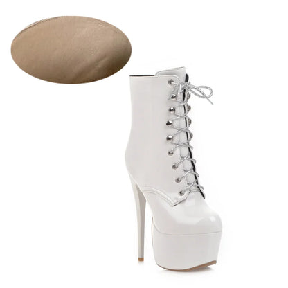 Sexy Slutty Sultry Lace Up Platform Ankle Boot Heels