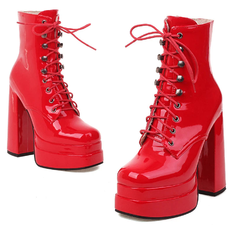 Bossy Bitch Rubber Platform Ankle Boot Heels