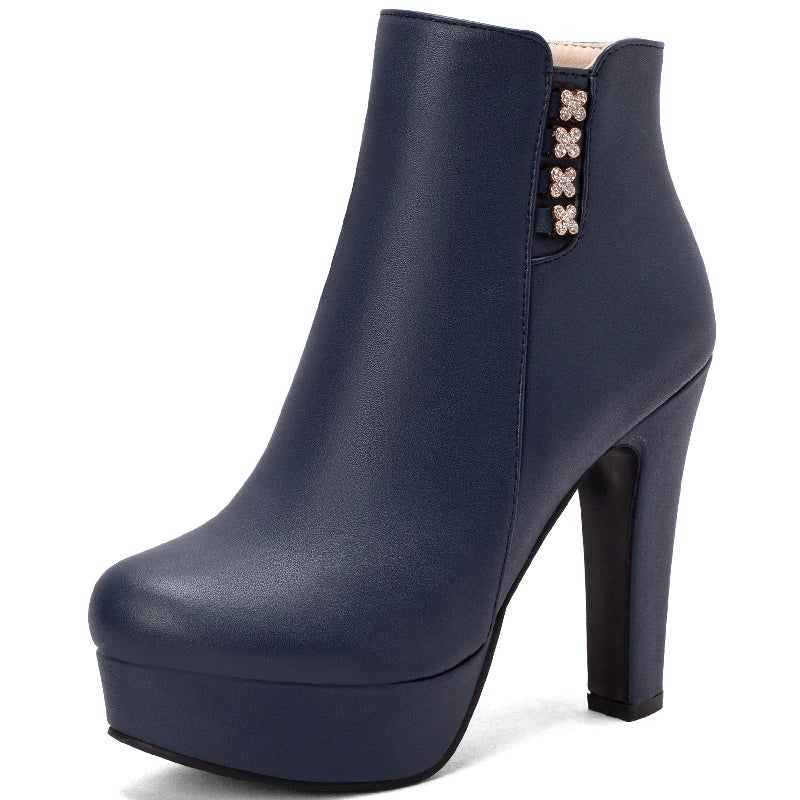 Disco Crystal Side Ankle Boot Heels