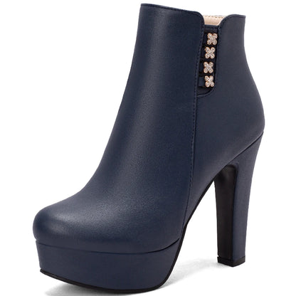 Disco Crystal Side Ankle Boot Heels
