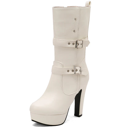 Milk Me Mid-Calf Ankle Boot Heels