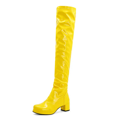 Rub Me Down Rubber Knee High Boot Heels