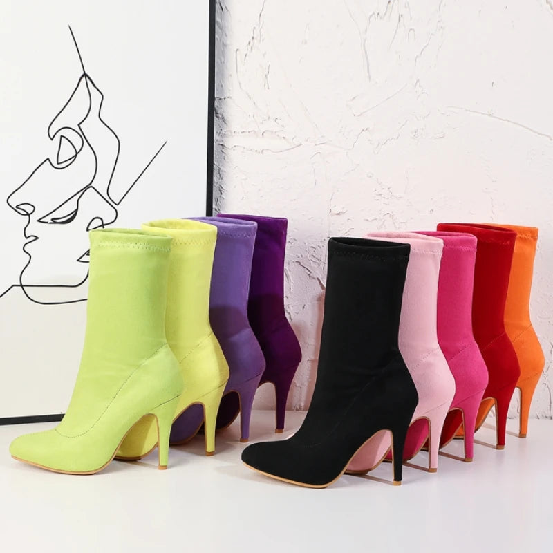 Sugar Sweet Cock Sock Ankle Boot Heels
