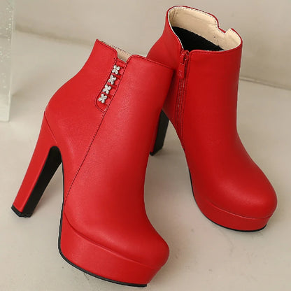 Disco Crystal Side Ankle Boot Heels