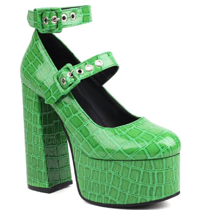Gape Me Gator Platform Buckle Heels