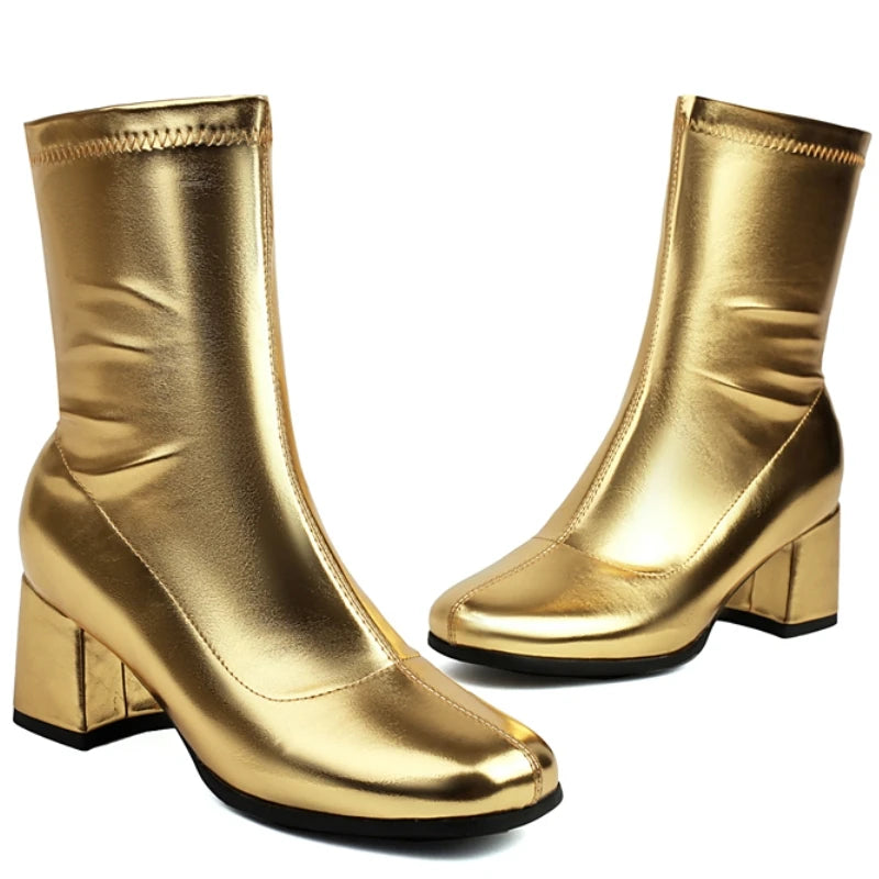 Shiny Chic Ankle Boot Heels