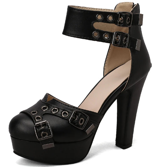 Lick Me All Over Buckle Ankle Strap Platform Heels