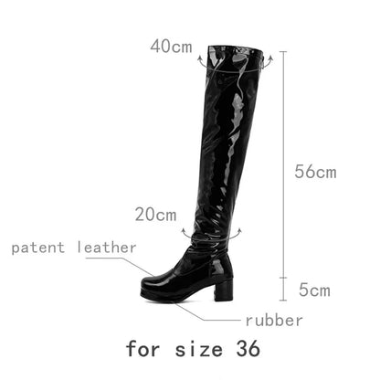 Rub Me Down Rubber Knee High Boot Heels