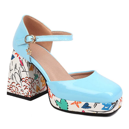 Sketchbook Boi Ankle Strap Sandal Heels