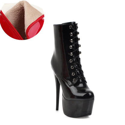 Sexy Slutty Sultry Lace Up Platform Ankle Boot Heels