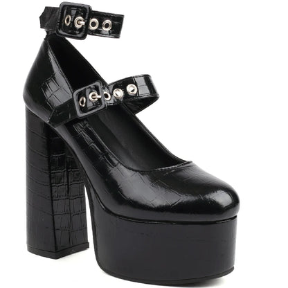 Gape Me Gator Platform Buckle Heels