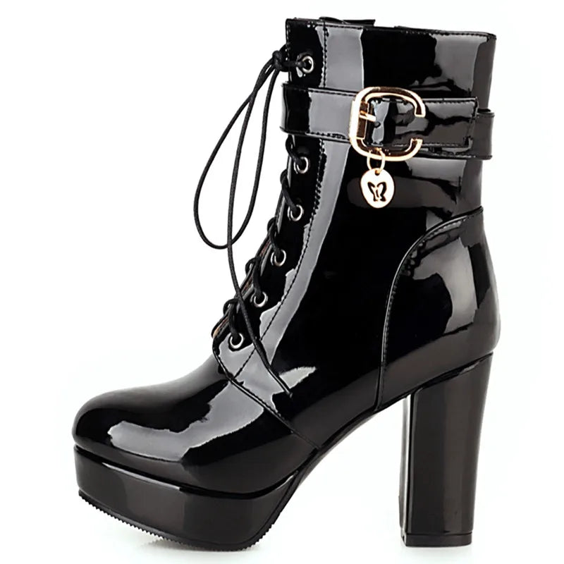 Bodacious Butterfly Buckle Ankle Boot Heels