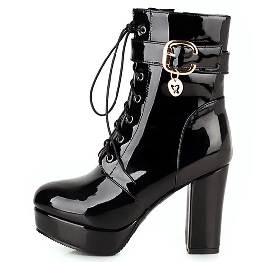 Bodacious Butterfly Buckle Ankle Boot Heels