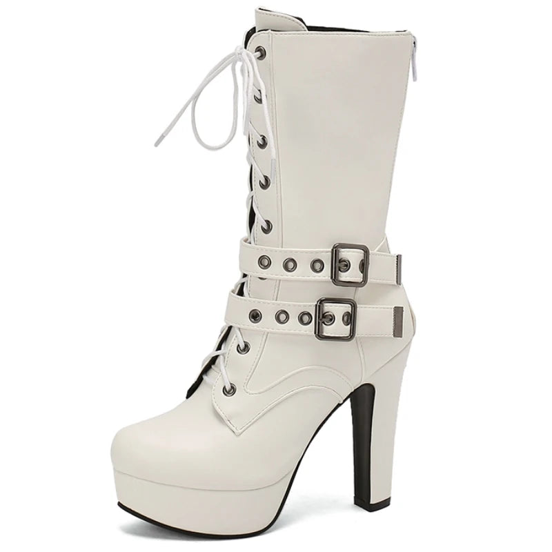 Make Me Moan Mid Calf Boot Heels